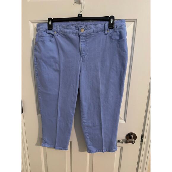 Gloria Vanderbilt Denim - Gloria Vanderbilt Jordyn Capri Jeans Embroidered Embellished Jewels Blue 18W
